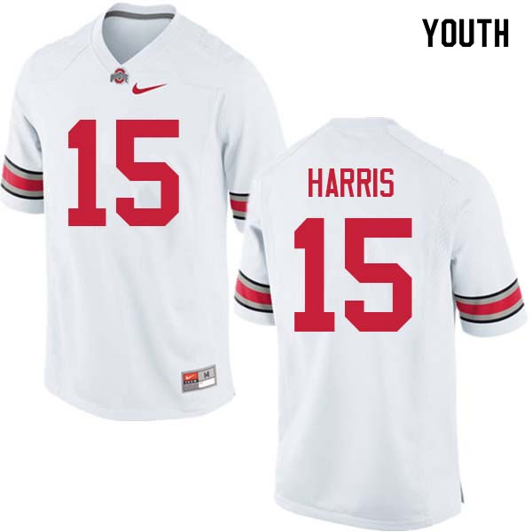 Ohio State Buckeyes Jaylen Harris Youth #15 White Authentic Stitched College Football Jersey